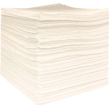Global Industrial Oil Only Sorbent Pads, Lightweight, 15W x 18L, White, 200PK 670634